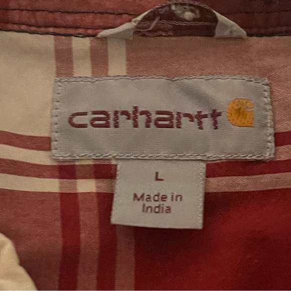 Carhartt Shirt Men Large Red Lightweight Button Down Pockets Casual Short Sleeve - Picture 3 of 8